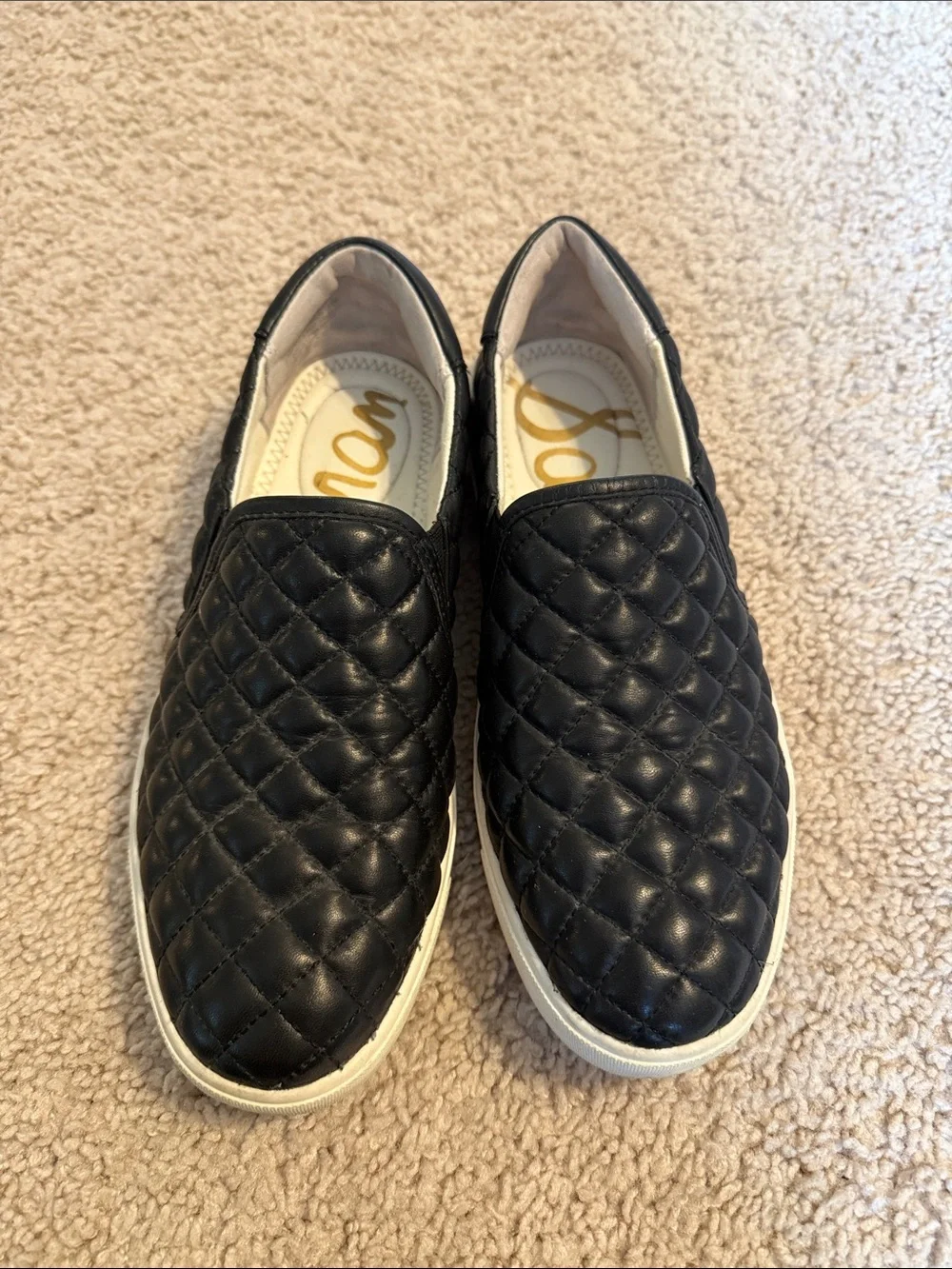 Quilted Black Slip-On Sneakers - Picture 1 of 2